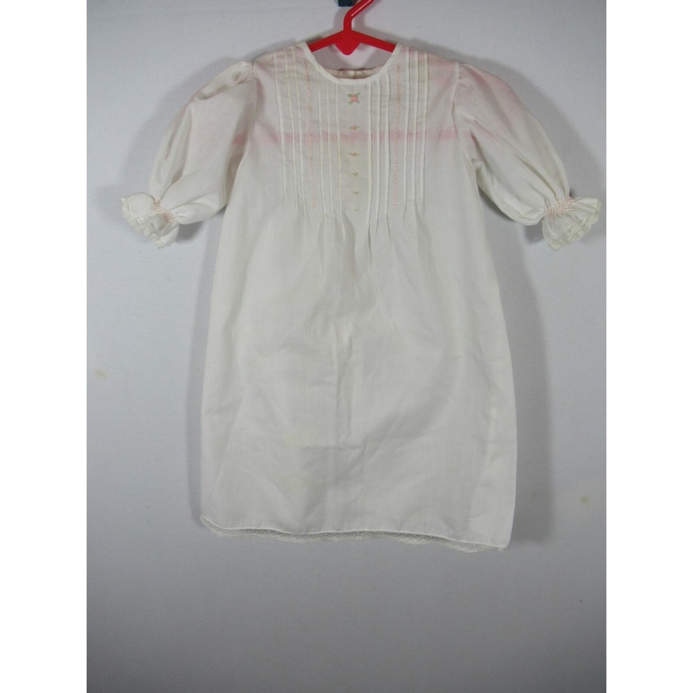 Vintage Pintuck Pleated Embroidered Baby Dress Handmade